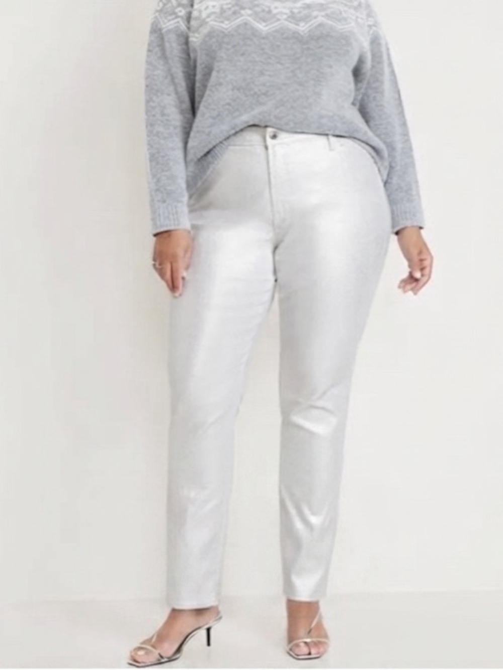 NWT OLD NAVY High Rise Vintage Slim Metallic Silver Jeans  size 16